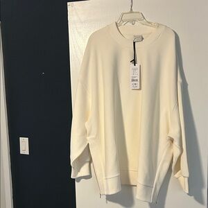 Varley Cream Ribbed Knit Top